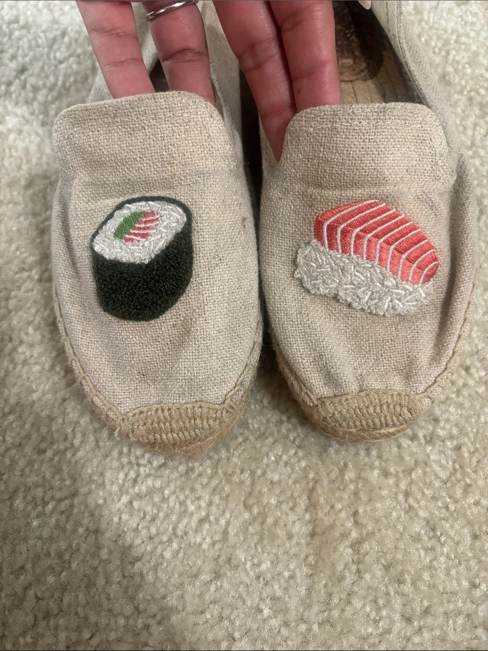Soludos Women’s Beige Sushi Embroidered Slip-On Flats